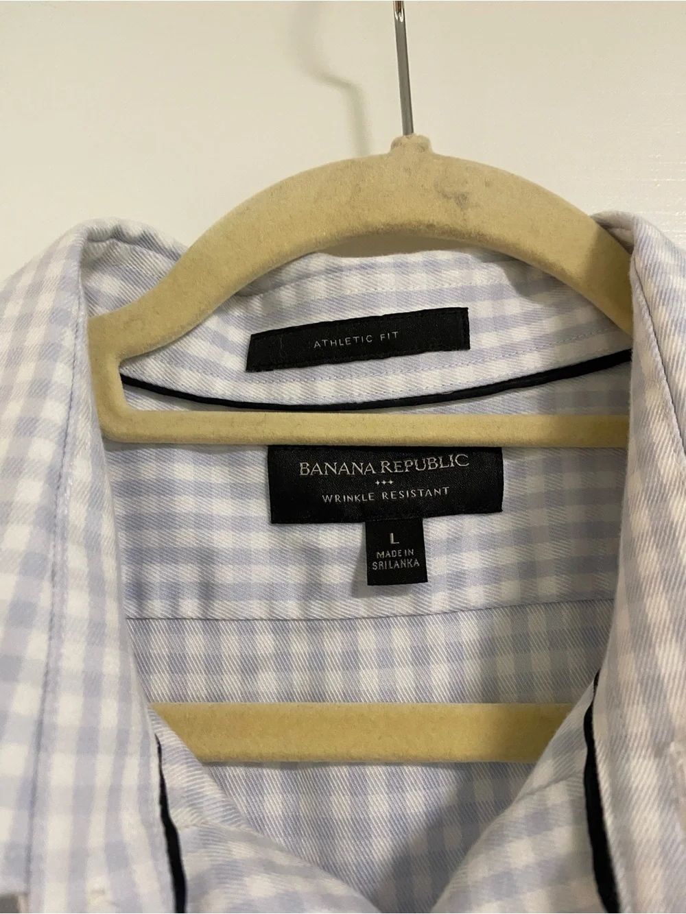 Banana Republic Light Blue and White Gingham Dress Shirt